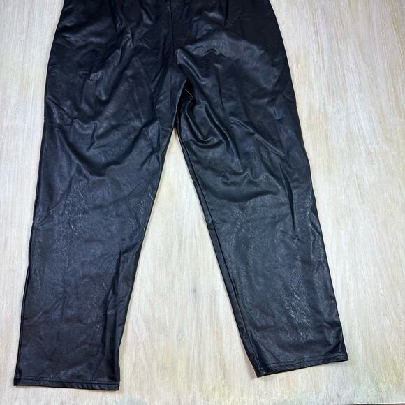 Commando Black Faux Leather Vegan High Waisted Belted Paperbag Pants XL - Picture 8 of 13